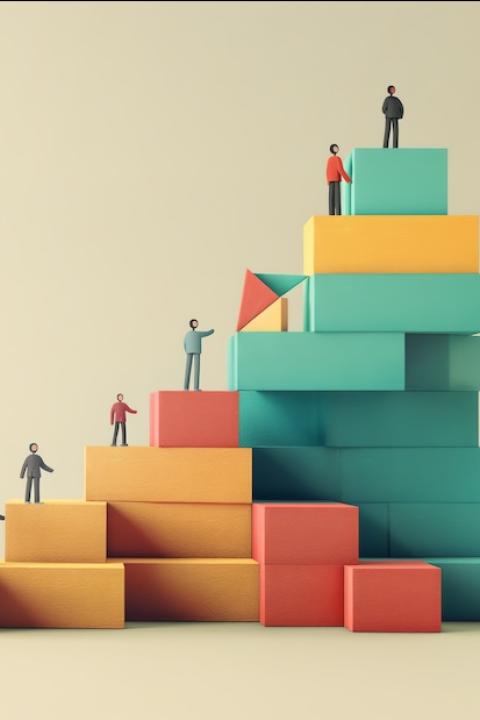 Abstract Corporate Growth Concept with Colorful Blocks — meritocracy and DEI