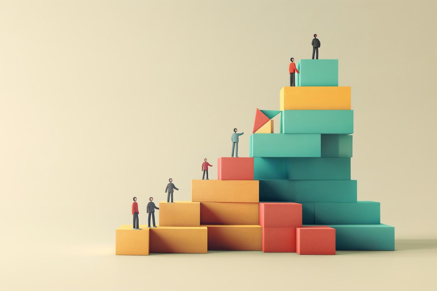 Abstract Corporate Growth Concept with Colorful Blocks — meritocracy and DEI