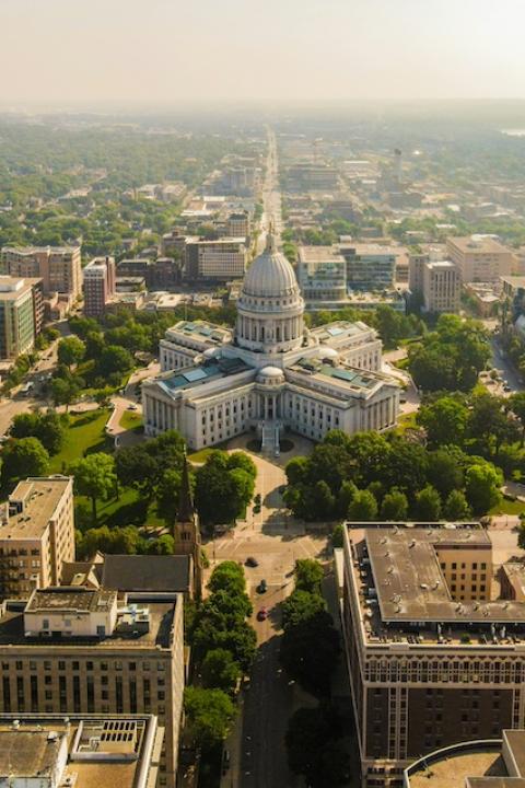 An aerial view of Madison Wisconsin — climate-ready cities