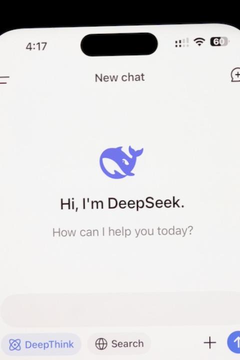 The new chat screen on the DeepSeek phone app.