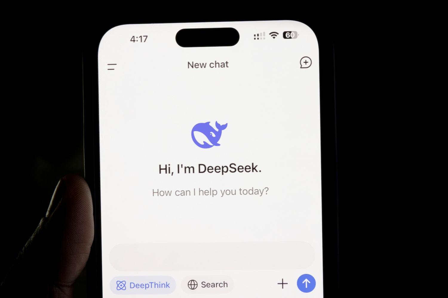 The new chat screen on the DeepSeek phone app.