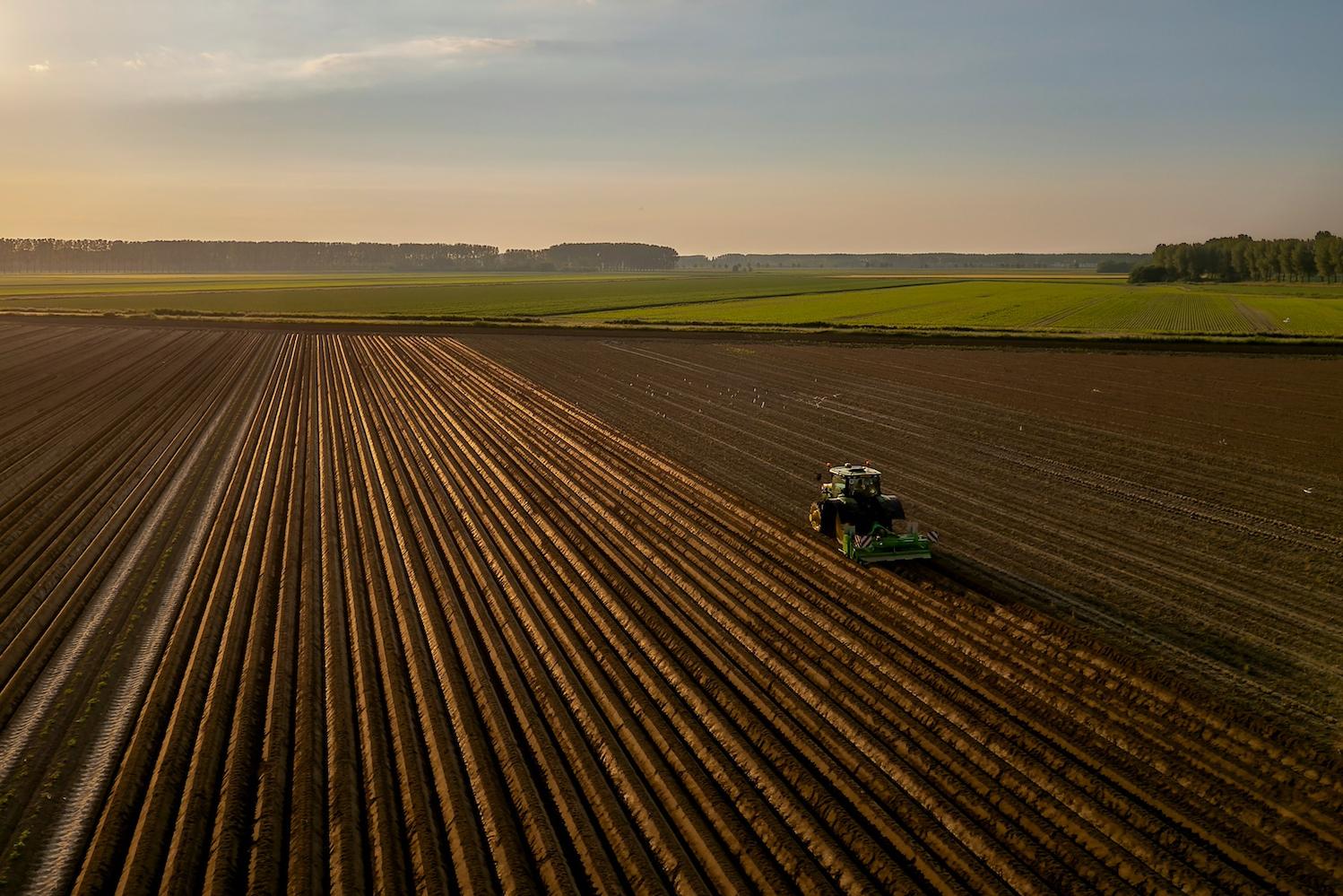 A tractor plowing a farm field — Central Valley