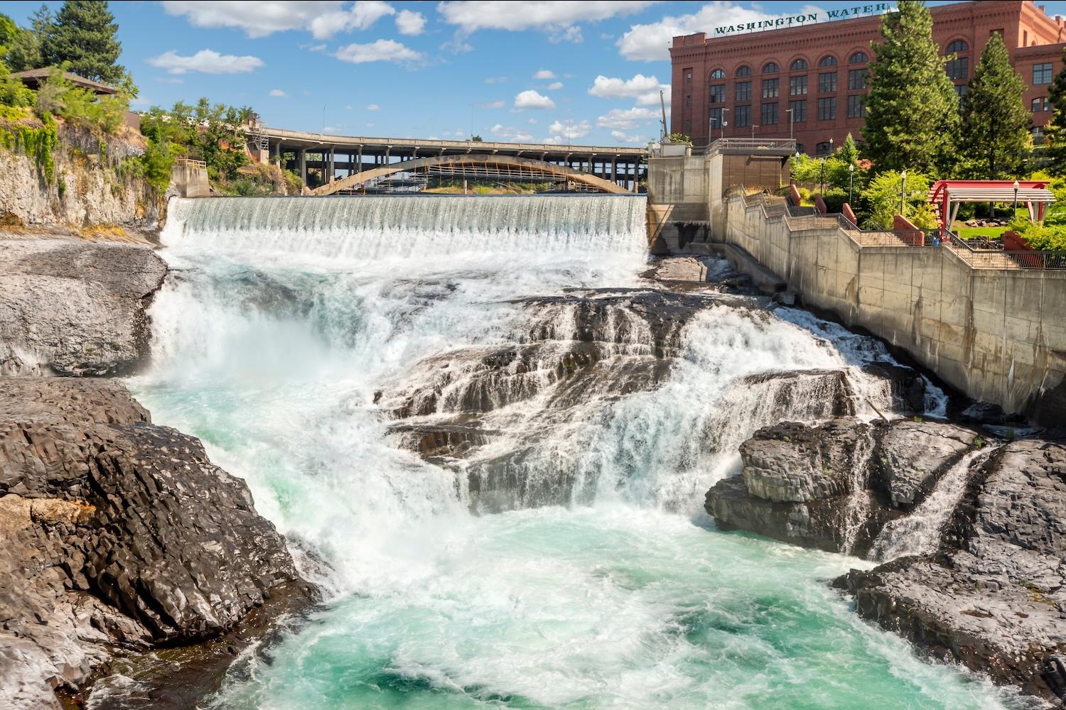 hydropower on Spokane Falls downtown Spokane Washington