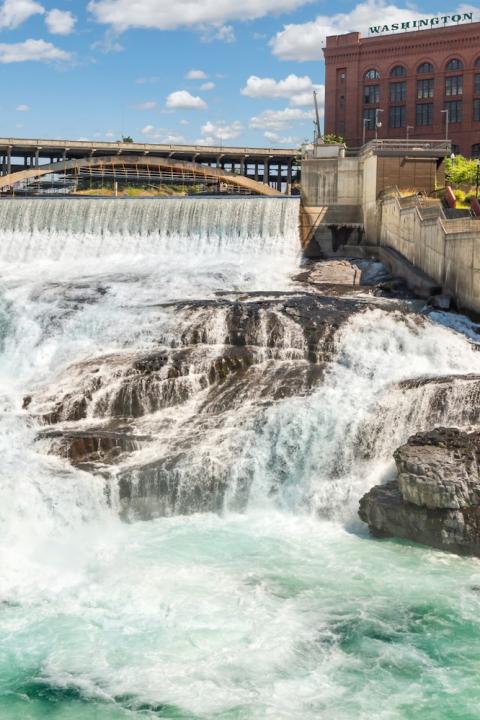 hydropower on Spokane Falls downtown Spokane Washington