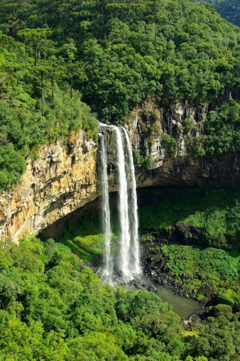 The Caracol Falls in Rio Grande do Sul, Brazil, surrounded by forest — nature-related disclosures