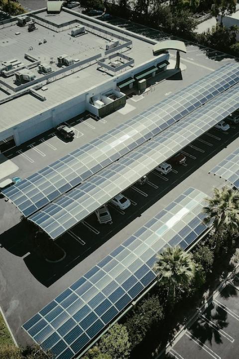 Solar panels over a parking lot — Net zero