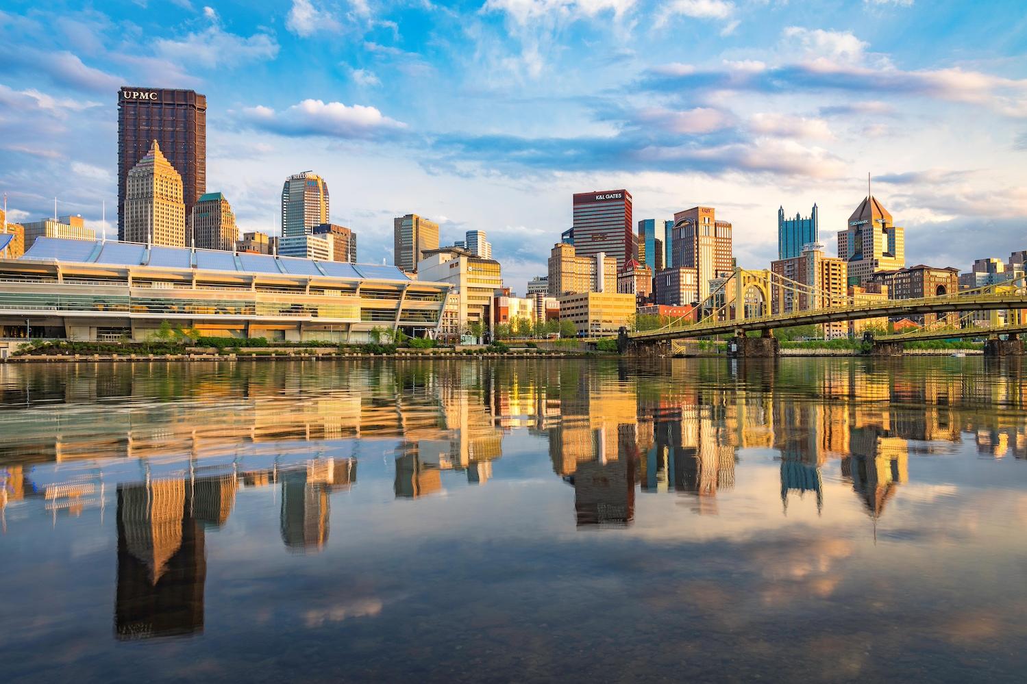 The Pittsburgh skyline seen from across the river — Pittsburgh 2030 District