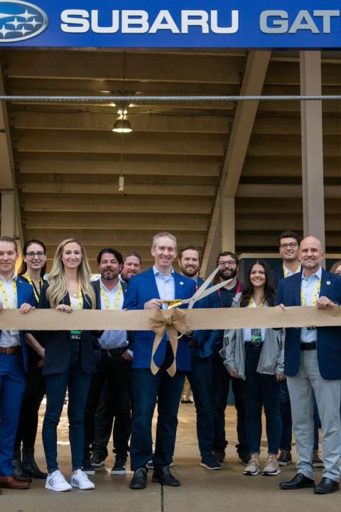 staff at Subaru Park home of the Philadelphia Union attend a ribbon cutting to celebrate zero waste to landfill status