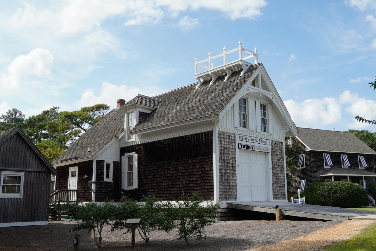 The restored Kill Devil Hills Lifesaving Station in Corolla, North Carolina — Outer Banks employee housing