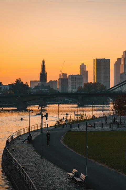 Frankfurt at sunset — urban climate change adaptation