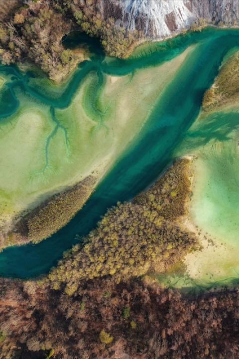 A birds eye view of a river — water purification