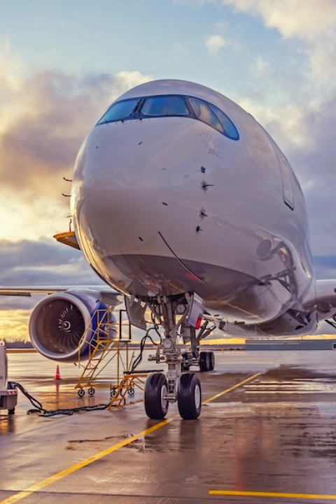 airplane on the tarmac — sustainable aviation fuel
