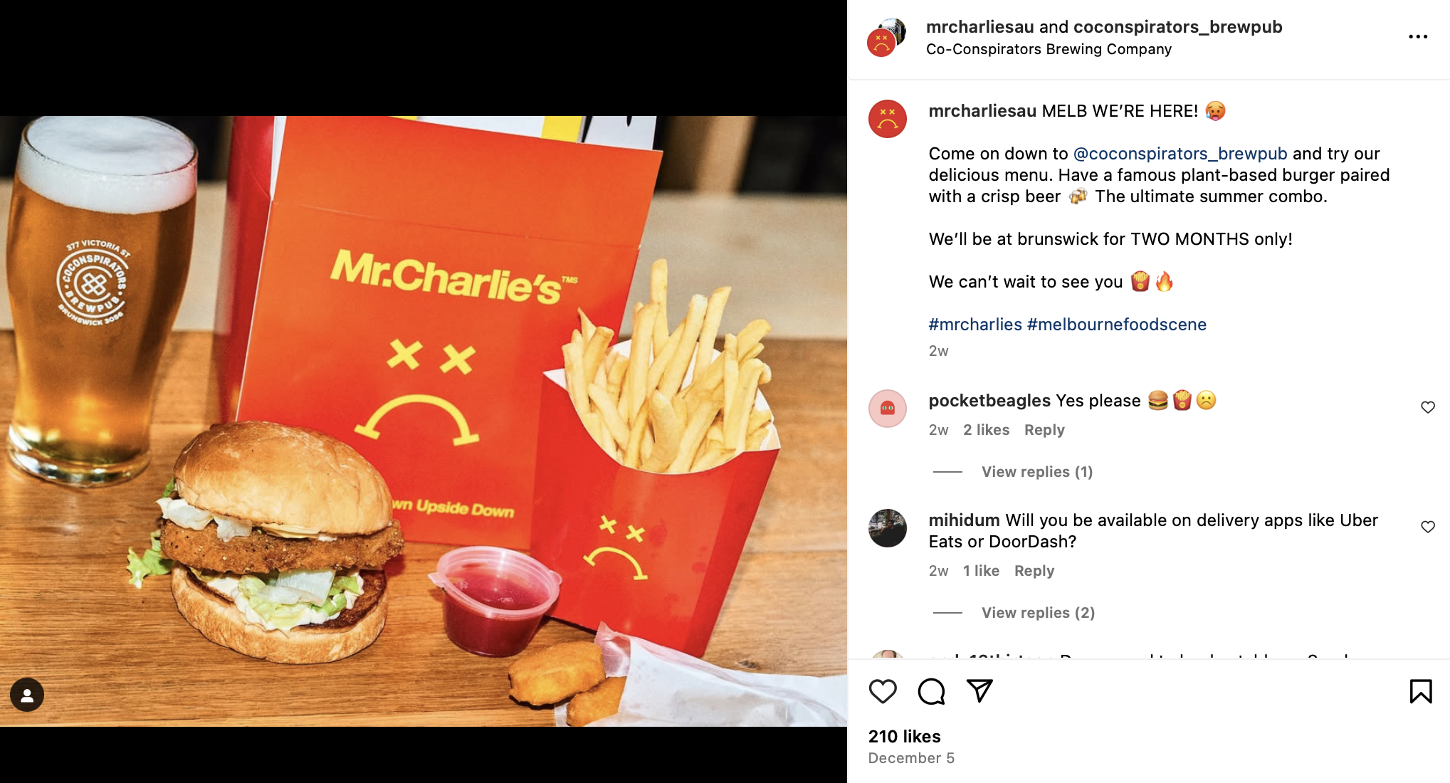 Mr Charlie's Melbourne — new plant-based foods launching in 2025